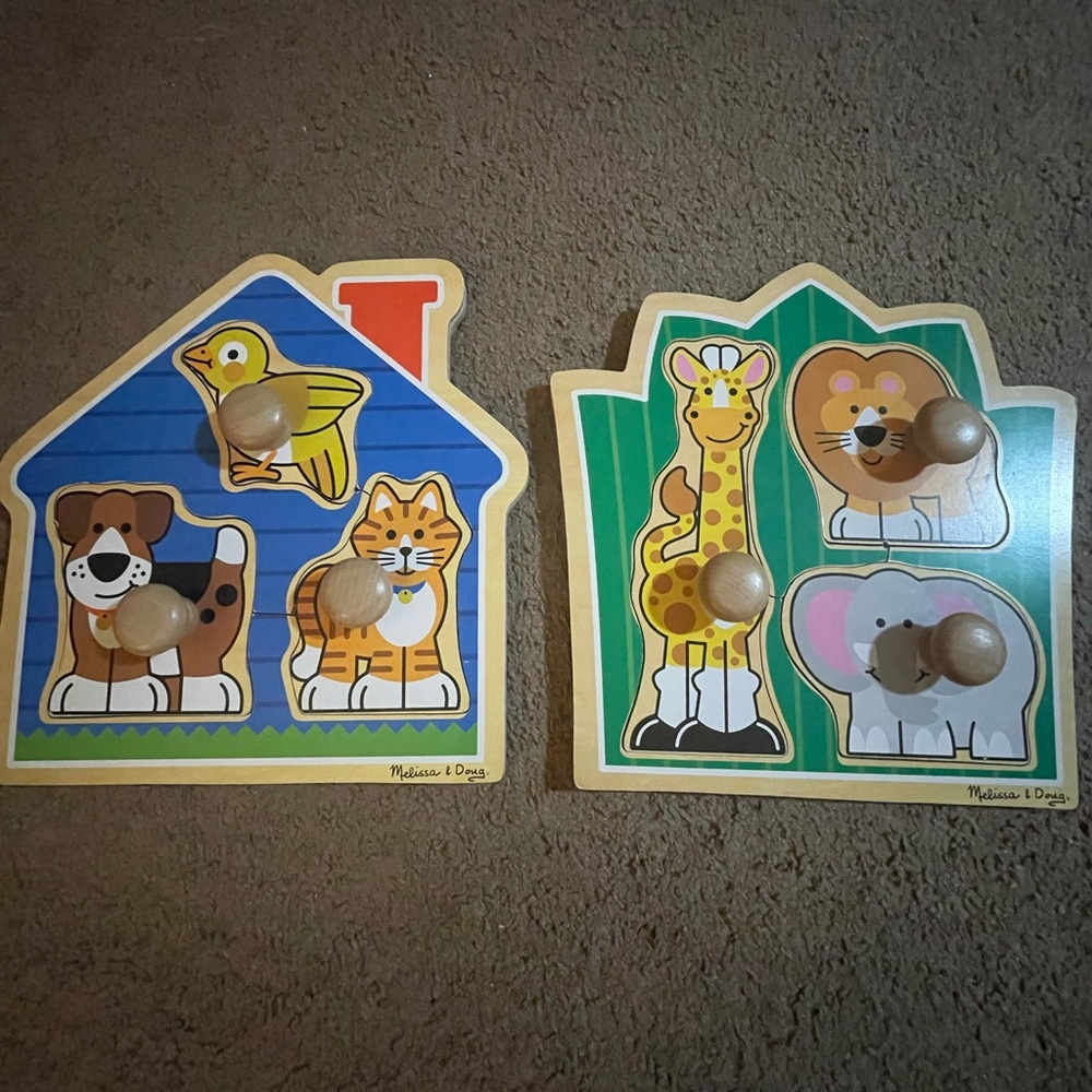 Melissa & Doug Animal Puzzle Set - Blue, Green, Yellow
